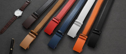 Men's Business Belt Leather Classic Alloy Buckle High Quality Casual Fashion Ratchet Adjustable Belt Cowboy Punk Casual Belt