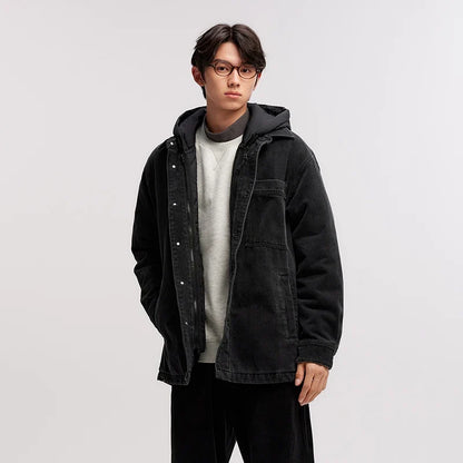 Cotton Coat Men Two-Piece Denim Thin Waterproof Oversize 2025 Winter Man Clothing Warm Outerwear