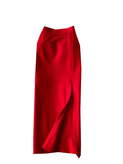 Ele High Waist Midi Skirt Slim Fit Pure Color Asymmetrical OL Busin Women's Faion Spring Ci Commute High Waist