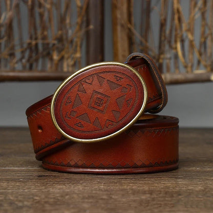 3.8CM Men High Quality Genuine Leather Belt Luxury Smooth Buckle Belts Pure Cowskin Laser Engraving Strap Male Jeans for Man