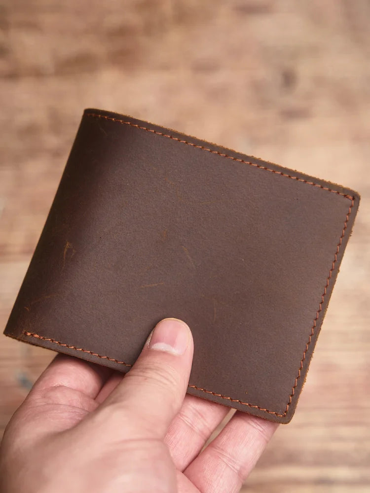 Genuine full-grain leather wallet, vintage men's wallet, stylish business card holder, the perfect gift for men