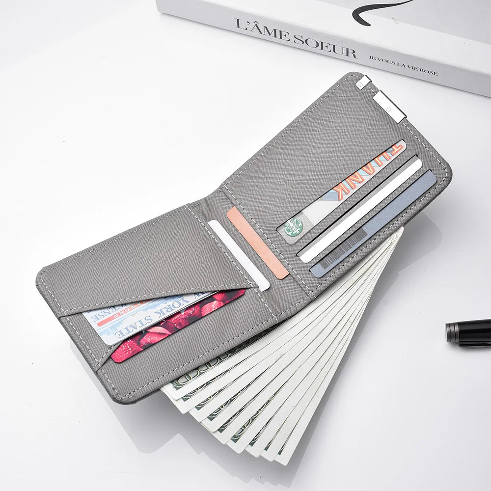 Men's Simple Wallet - New Short-Style PU Wallet, Stylish Design, Featuring a Jesus Pattern - Credit Card Storage Wallet