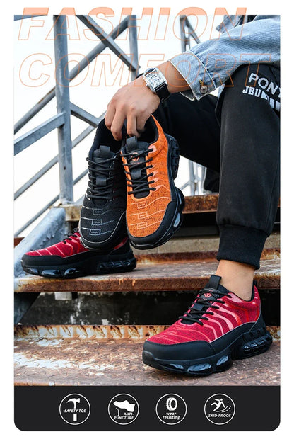 New 2024 Fashion Steel Toe Work Safety Shoes For Men Anti-smash Anti-puncture Indestructible Sneakers Protective Male Footwear