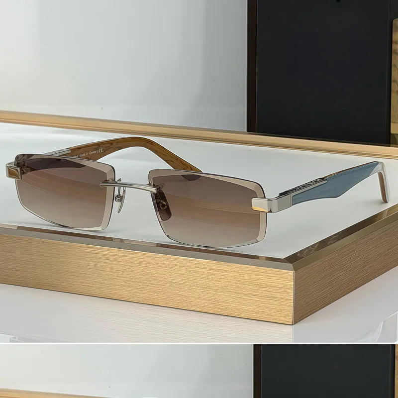 Artist SUN II Rimless Men's Sunglasses Women Alloy Acetate Germany Design UV400 High Quality Diamont Cutting Classical with Case