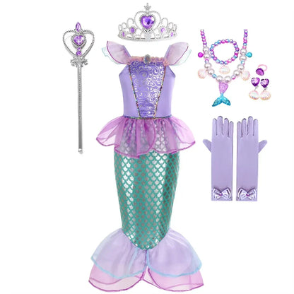 Summer Mermaid Birthday Party Dress Girl Cute Costume Carnival Anime Cosplay Outfits 2-10 Yrs Kids Fantasy Disguise Prom Gown