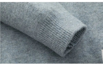 Fake Two Piece Pullover Cardigan Men Round Neck Long Sleeve Clothing Thermal Warm Comfortable Youth Casual Knit Sweater