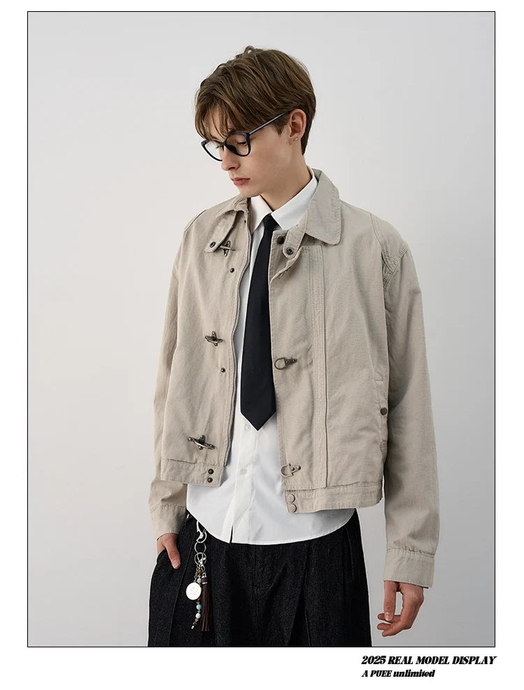 Harajuku Retro Black Gothic High Street Airplane Buckle Jacket for Men and Women Korean Fashion Y2k American Retro Casual Jacket