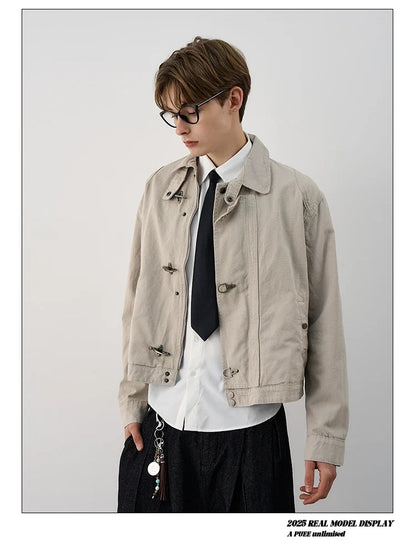 Harajuku Retro Black Gothic High Street Airplane Buckle Jacket for Men and Women Korean Fashion Y2k American Retro Casual Jacket