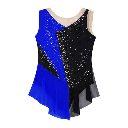 Kids Girls Sparkly Rhinestone Ballet Jersey Leotard Dress Toddler Gymnastics Artistic Figure Skating Dance Leotards Costume