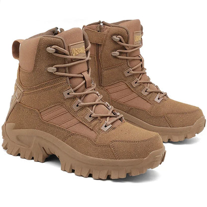 Men Climbing Shoes Tactical Boots Waterproof Military High Quality Motorcycle Hunting Hiking Shoes Breathable Army Boot Brand
