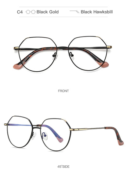 Metal Myopia Prescription Glasses Hyperopia Reading Glasses Women Anti Blue Light Computer  Glasses Optical Glasses Frame
