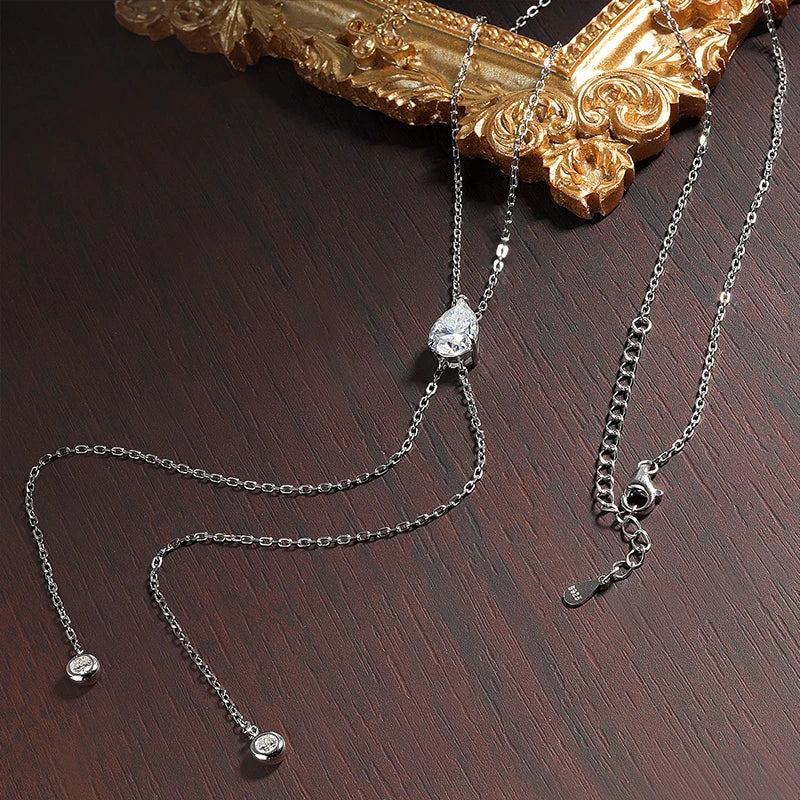 Moissanite Necklaces Pear Cut Pendant 1/2/3 ct GRA Certified Lab Diamond Girl Gift s925 Sterling Silver Dainty Necklace