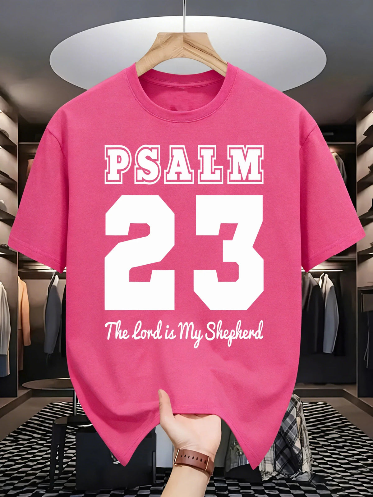 Psalm Number 23 Printing T-Shirt Men Cotton Crewneck T Shirts Summer Loose Basics Clothing Fashion Unisex Retro Short Sleeve