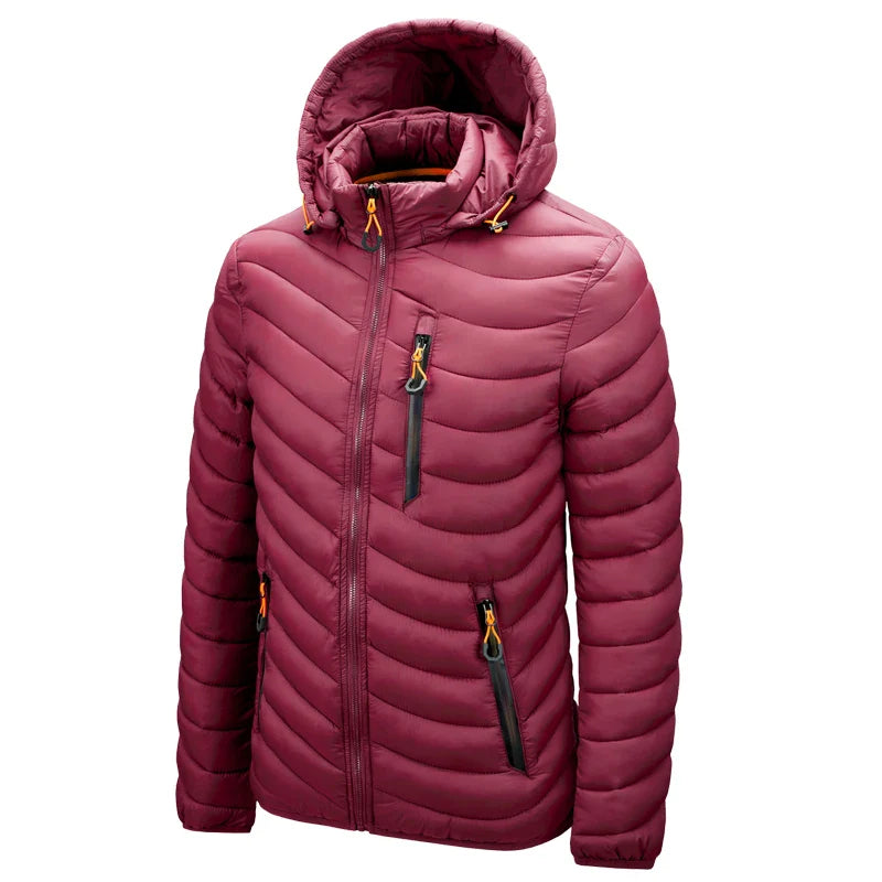 Mens Lightweight Outdoor Puffer Jacket Hooded Insulated Thermal Puffy Winter Heated Running Travle Casual Cotton Outdoor Coat