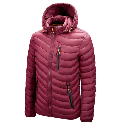 Mens Lightweight Outdoor Puffer Jacket Hooded Insulated Thermal Puffy Winter Heated Running Travle Casual Cotton Outdoor Coat