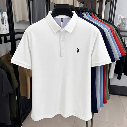 High end designer brand short sleeve polo shirt men's summer breathable trend golf pony embroidery business casual Paul T-shirt