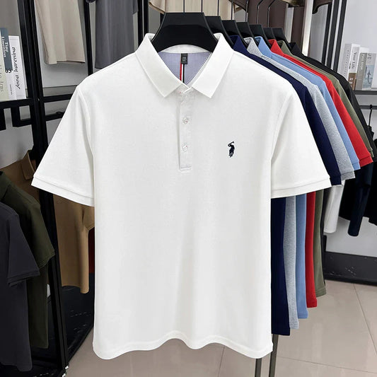 High end designer brand short sleeve polo shirt men's summer breathable trend golf pony embroidery business casual Paul T-shirt