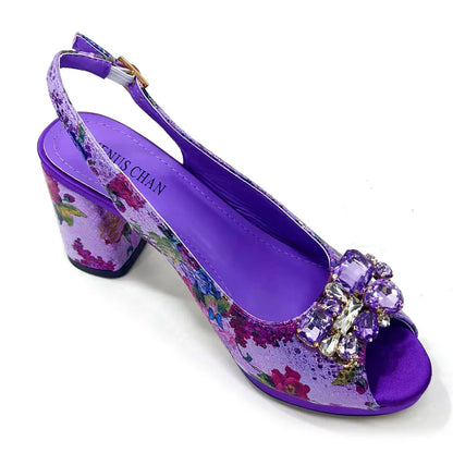 Italian Sandals and Bags Matching Set 2024 Women Heel Party for Gold Colour Wedding Bigger Size Thick Heel Shoes