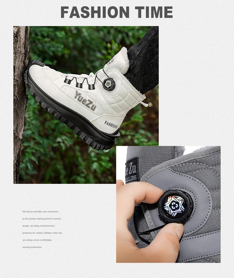 New Winter Oversized Men's Boots Waterproof Cold Resistant Plush and Warm Snow Boots Outdoor Thick Soled Casual Work Boots