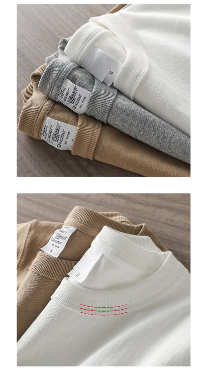 11.2oz Heavyweight 100% Cotton T-Shirt Men's Casual Solid Color Short-Sleeved White CrewNeck Thick Tops Unisex.
