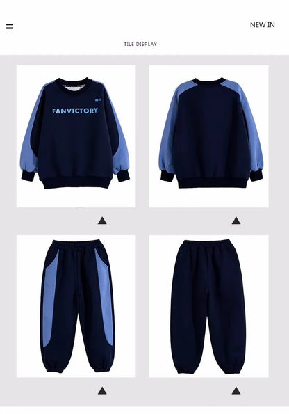Spring Autumn Boys Cotton Alphabet Workout Sweatshirt+Sweatpant Sets School Kids 2PCS Tracksuit Children Jogger Outfits 7-16 Yrs