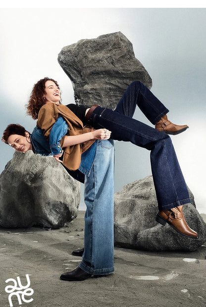 Women Denim Jeans 2025 Autumn New Lycra Stretch Washed Wide Leg Straight Long Pants