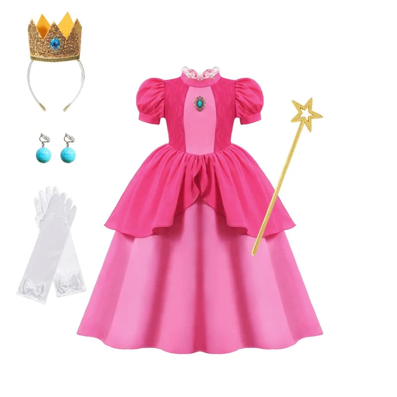 Summer Deluxe Princess Snow White Gown with Cape Girls Fairy Kids Cosplay Costume Toddler Carnival Apparel Halloween Dress up