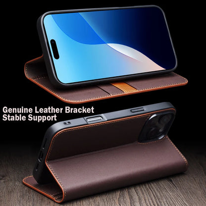 Genuine Leather Flip Case for iPhone 16 Plus Handmade Fashion Cover with Card Slots for iPhone 16 15 14 13 Pro Max 15Pro
