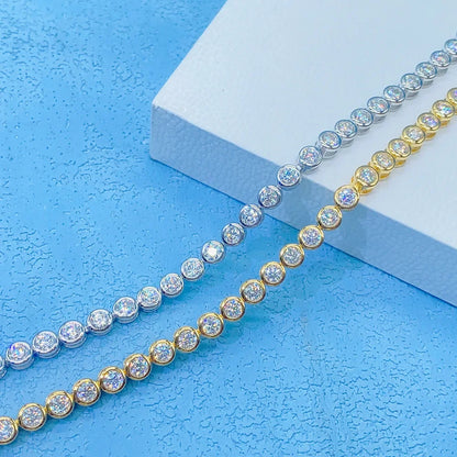 Sparkling 0.1ct 3mm Moissanite Tennis Bracelet with GRA for Women Party Fine Jewelry S925 Sterling Silver Diamond Bracelets