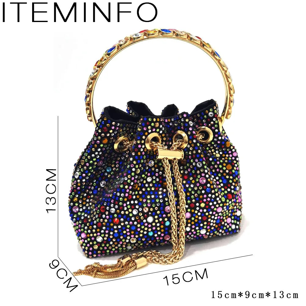 2023 Italian Design Luxury Women's Shoes And Bag Set, Full Diamond Decoration Metal Closure Bag