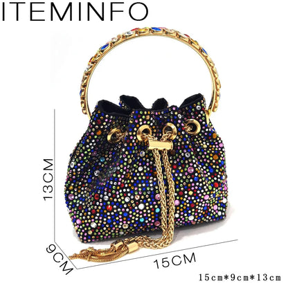 2023 Italian Design Luxury Women's Shoes And Bag Set, Full Diamond Decoration Metal Closure Bag