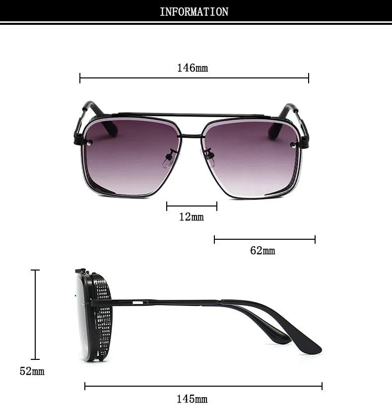 New Punk Square Sunglasses For Men Vintage Fashion Glasses Retro Steampunk Sunglasses Women Trendy Gafas De Sol Hombre Zonnebril