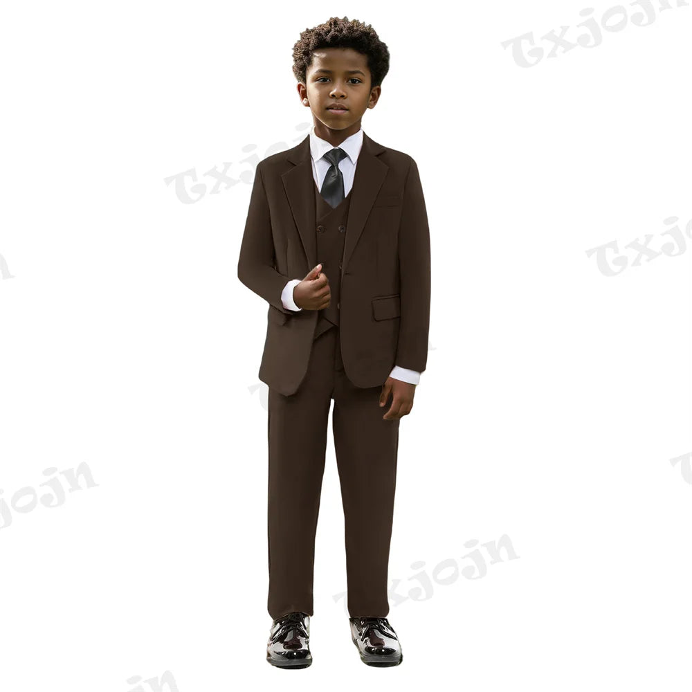 Boys Suits 4 Pieces Blazer Vest Pants Tie For Birthday Party Casual Smart Child Suit Set Piano Contest Performance