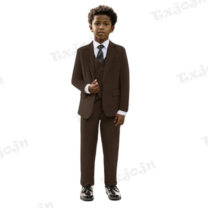 Boys Suits 4 Pieces Blazer Vest Pants Tie For Birthday Party Casual Smart Child Suit Set Piano Contest Performance
