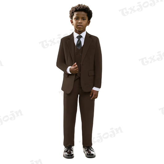 Boys Suits 4 Pieces Blazer Vest Pants Tie For Birthday Party Casual Smart Child Suit Set Piano Contest Performance