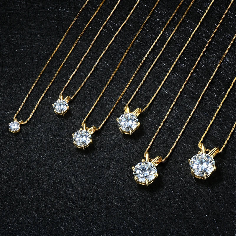 Certified Multi-size Round Moissanite Solitaire Pendant Necklaces 925 Sterling Silver Necklace For Women Jewellry Gifts