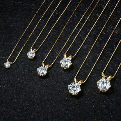 Certified Multi-size Round Moissanite Solitaire Pendant Necklaces 925 Sterling Silver Necklace For Women Jewellry Gifts