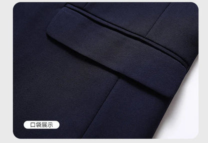 2026 New Arrival Men's Solid Navy Blue  black Blazer Single Breasted Formal Suit Jacket