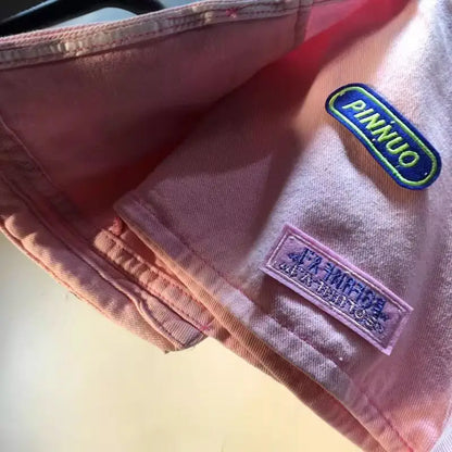 2026 Summer New Embroidery Letter High Waist Cargo Pocket Denim Shorts Women
