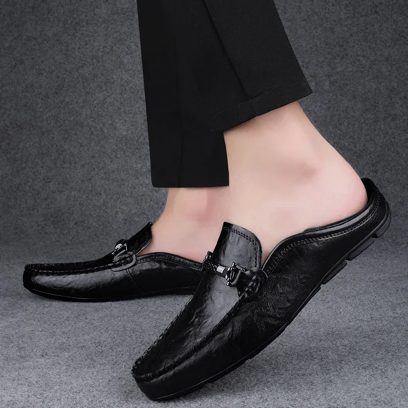 Men Casual Summer Shoes Hollow Out Breathable Men's Driving Shoes High Quality Male Business Shoes 2024 Genuine Leather Loafers