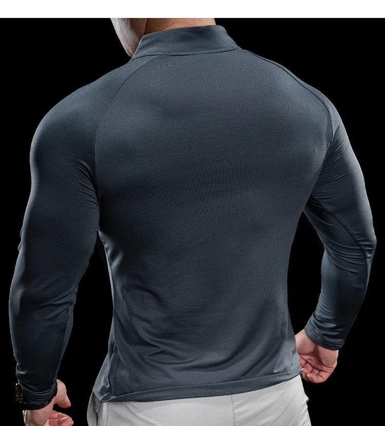 Gym Fitness Quick Dry Shirt Men Running Sport Long Sleeves T-shirt Trackwear Tee Tops Autumn Male Bodybuilding Training Clothing