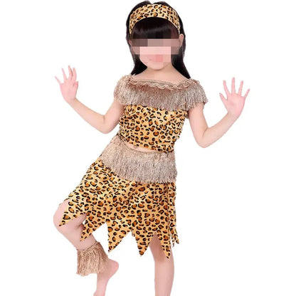 Novelty Boys Girls African Original  Savage Children Wildman Cosplay Costumes Clothing Kids Party Cosplay Costumes