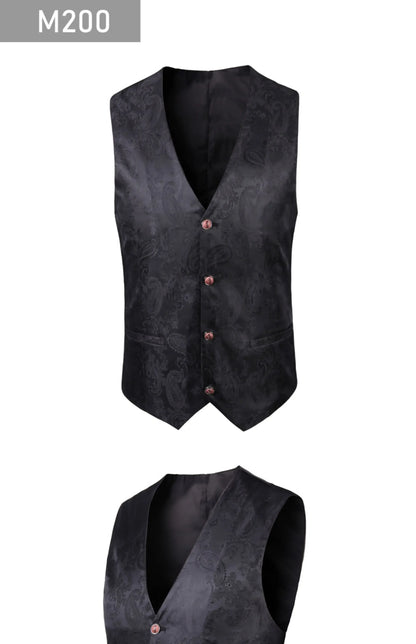 2025 New High-end V-neck Jacquard Black Vest for Men, White Sleeveless Waistcoat, Silver Billiards Uniform ,male Magician Vests
