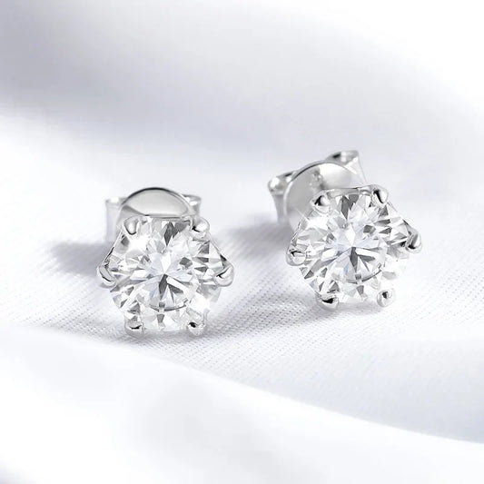 Certified 0.2-2ct D Color Moissanite Stud Earrings for Women White Gold 925 Sterling Silver Brilliant Lab Diamond Earring