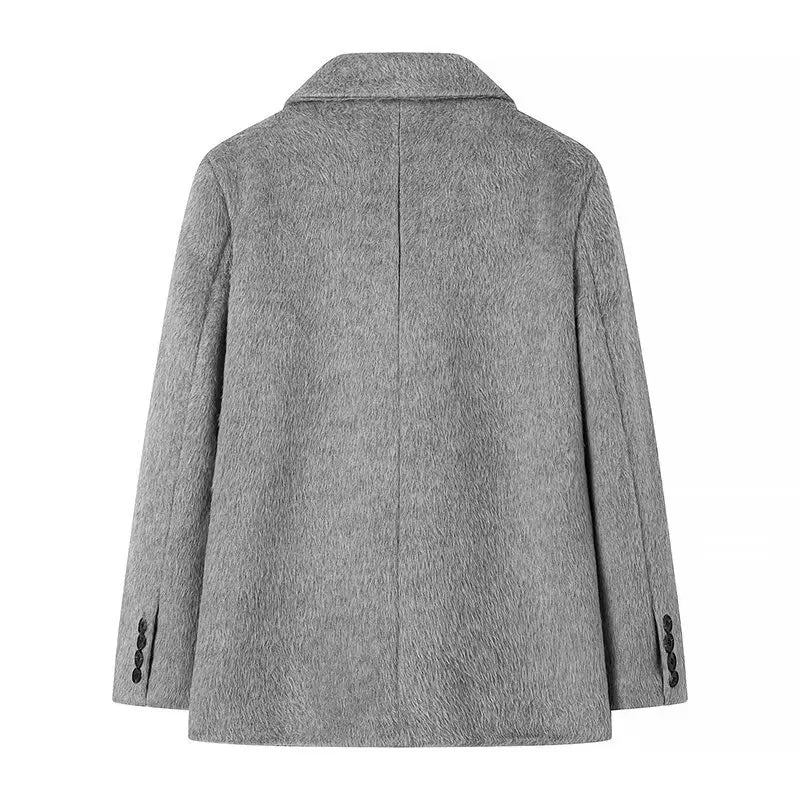 2026 Women Winter Blazer Coat Turn Down Collar Warm Coat Turn Down Collar Fashion Design Blazer Feminino Tops Clothes