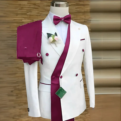 Bespoke Custom White Black Wedding Suit For Men New Design Slim Fit Groom Best Man Wedding Tuxedo Formal Prom Wear 2 Pieces Set