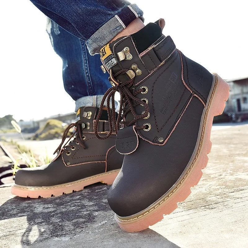 Genuine Leather Mens Women Winter Ankle Military Treking Snow Yellow Tactical Boots Outdoor for Men Work Shoes Sneakers
