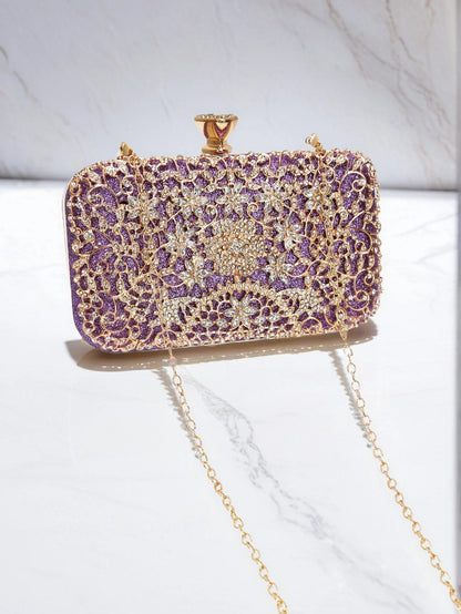 Hollow Out Style Diamonds Clutch Luxury Metal Rhinestones Evening Bags Flap Party Wedding Handbags Purse