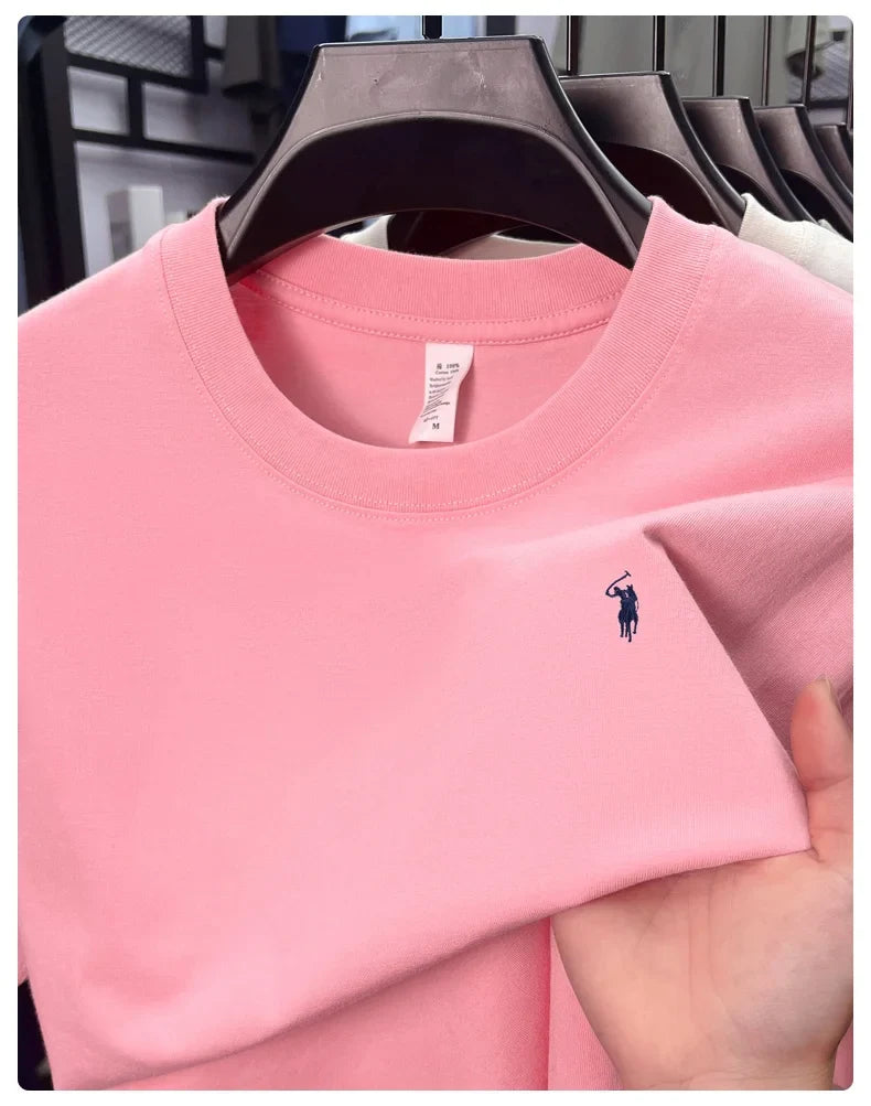 100% cotton high-end short sleeve T-shirt summer designer brand pony embroidery round neck top fashion casual golf men's wear