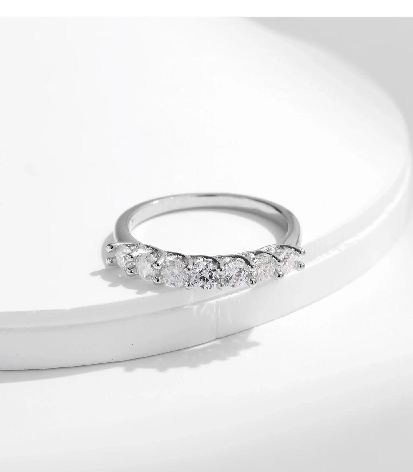 Moissanite Wedding Band 925 Sterling Silver Ring Platinum Plated Lab Diamond Stackable Crown Jewelry For Women Gifts